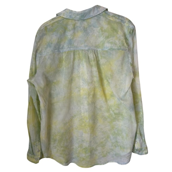 ANTHROPOLOGIE PILCRO The Cate Classic Green Tie Dye Button Down Shirt Size Large - Picture 2 of 7